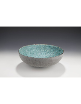 Mary Fox - Blue Bowl w/multi layered Crawl Glazes