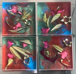 Dunja In Bloom - Velvet Thicket Coaster Set (4)