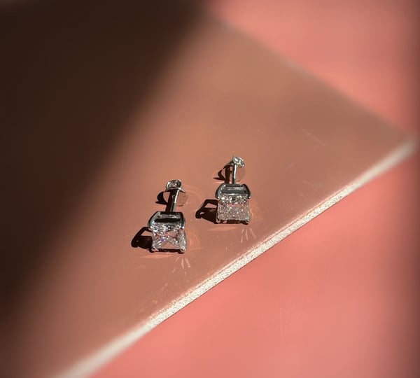 1 Carat Princess Cut Lab Diamond Studs by Starlight Creations