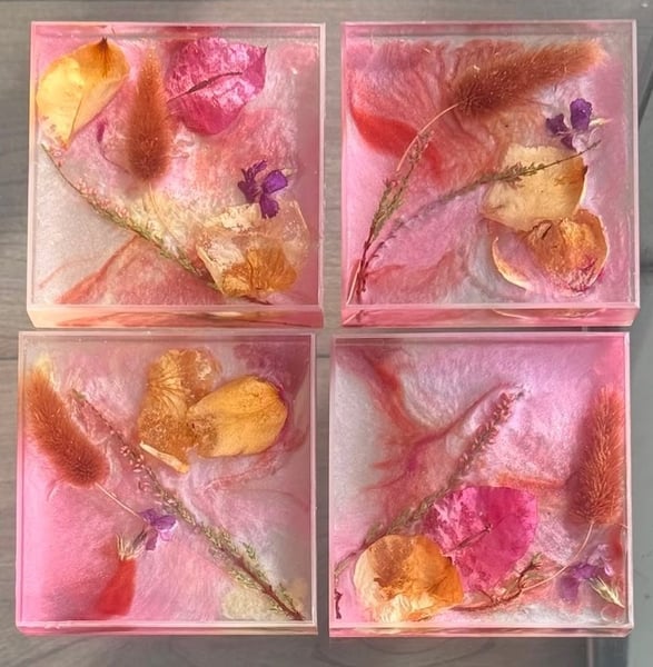 Rose Ash Reverie Coaster Set (4) by Dunja In Bloom