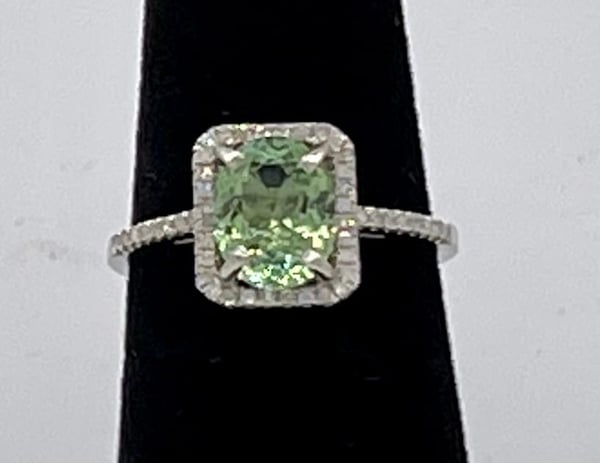Mint Tourmaline and Diamond Ring by Cut & Hill Jewelry 