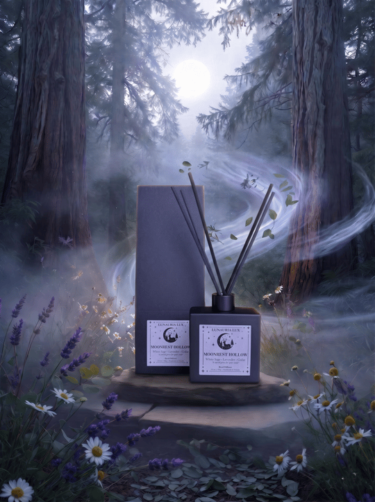 Moonrest Hollow Reed Diffuser - By Lunauria Luxury Candles - artwork at The Gallery at Mattick's Farm, Victoria BC