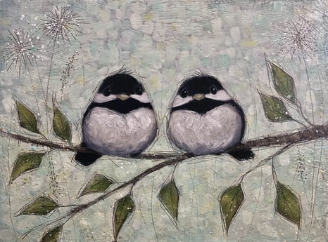 Brenda Walker - Chickadee-dee-dee encaustic painting