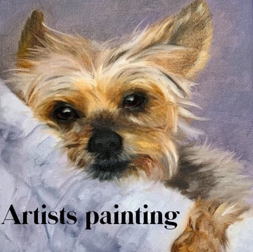Customer photo event - artist creating painting from photo